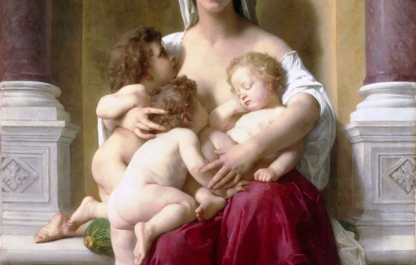 Girl, Love, Children, Picture, Mercy, William-Adolphe Bouguereau, French academic artist, William-Adolphe Bouguereau