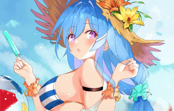 Girl, sexy, cleavage, long hair, boobs, anime, beautiful, pretty