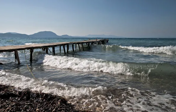 Sea, wave, bridge