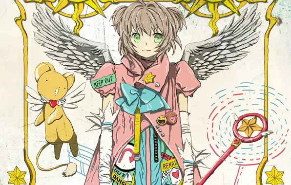 The sun, stars, being, gloves, rod, sorceress, green eyes, icons