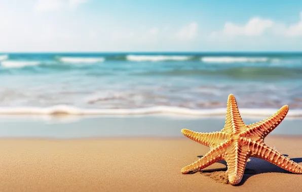 Sand, sea, wave, beach, summer, the sky, clouds, shore