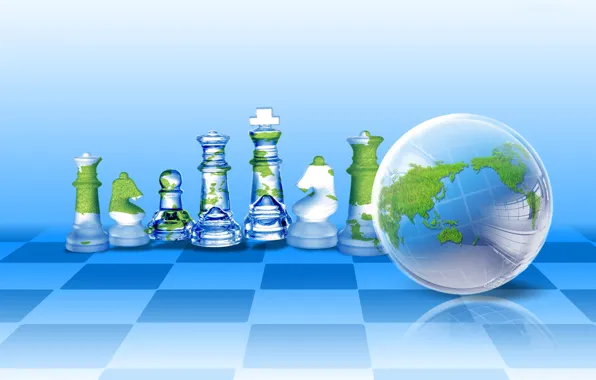 Collage, ball, chess, Earth, cells
