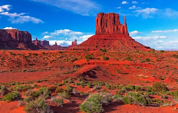 The sky, mountains, nature, rocks, desert, Utah, USA, Monument Valley