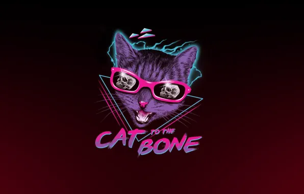 Minimalism, Figure, Cat, Art, Neon, Cat, 80's, Synth