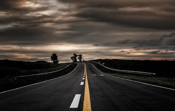 Road, landscape, the evening