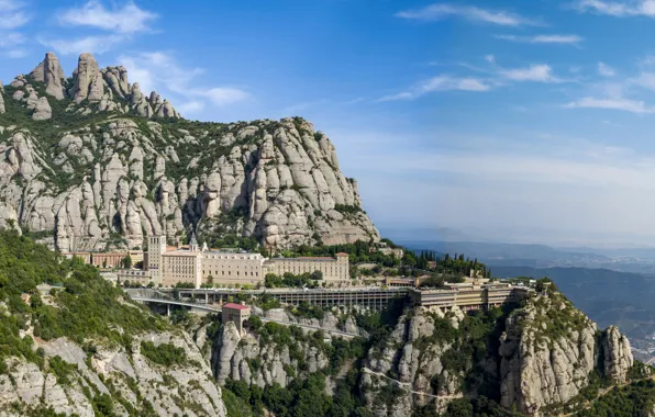 Nature, Mountains, Spain, The monastery, Montserrat