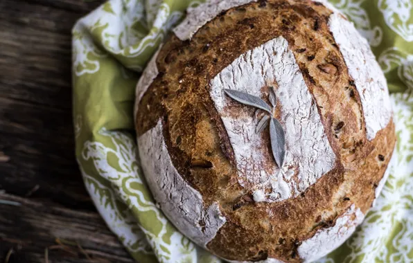 Macro, bread, flour, sage