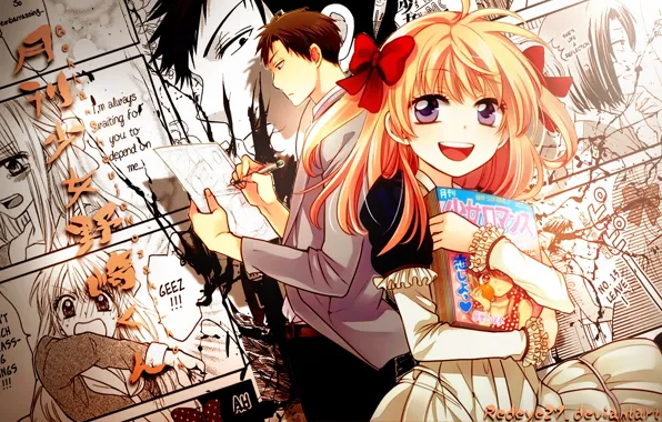 Picture girl, collage, art, guy, Nozaki is the author of shojo manga