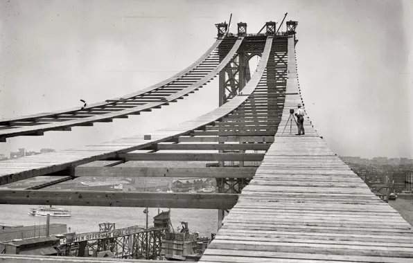 Picture bridge, retro, photo, b/W, construction, history