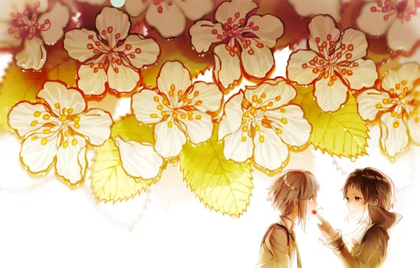 Flowers, anime, art, guys, Bungou Stray Dogs