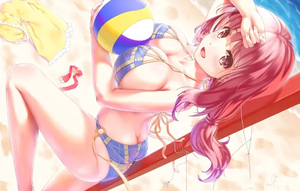 Summer, girl, the ball, art, bikini