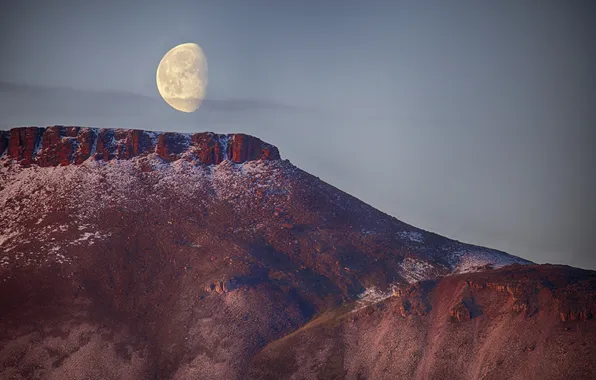 The sky, mountains, nature, the moon, North, Arctic