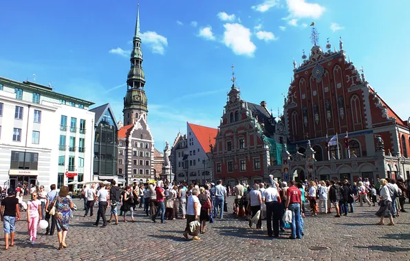 Picture the sky, people, home, area, Riga, Latvia