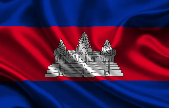 Wallpaper Red, Blue, Flag, Texture, Flag, Cambodia, Cambodia, Kingdom