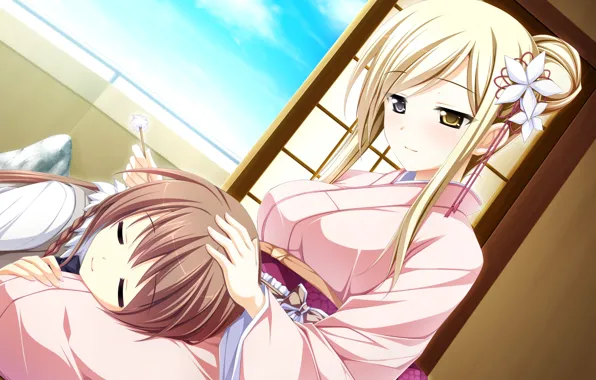 Picture girl, sleep, sleeping, girl, kimono, otome ga tsumu let koi no canvas, shishidou chihar, miyama …