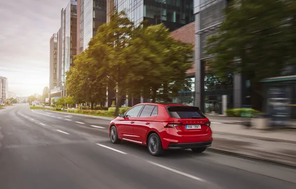 Picture Red, Home, Road, Car, Skoda, Back, Skoda, 2021