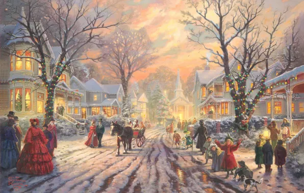 Holiday, picture, lights, Christmas, Santa, tree, painting, 2011