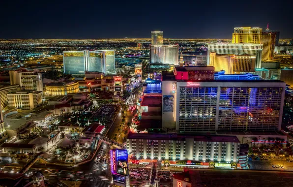 Picture the city, lights, road, Las Vegas, panorama, usa, hotels, horizon.