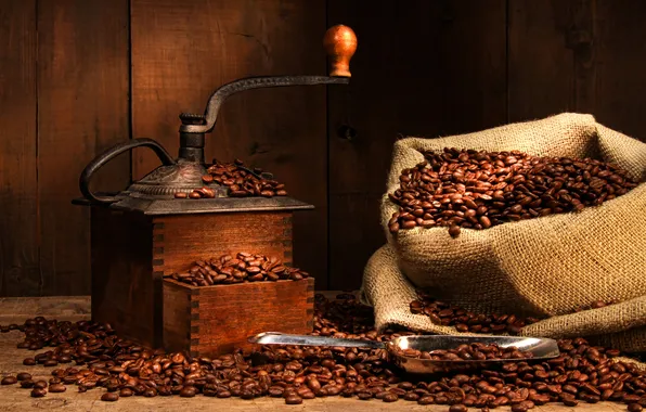 Picture table, coffee, bag, grain, blade, coffee grinder