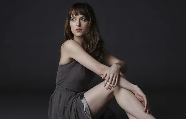 Picture look, girl, pose, photo, dress, legs, beauty, Dakota Johnson