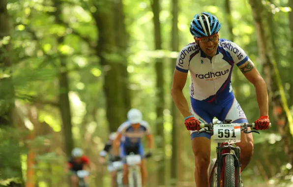 Forest, athlete, mountain biking