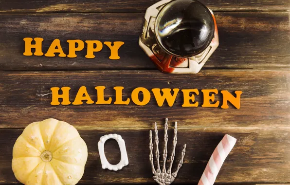 Holiday, the inscription, skeleton, pumpkin, Halloween