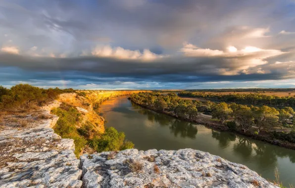 Landscape, clouds, nature, river, beauty, panorama