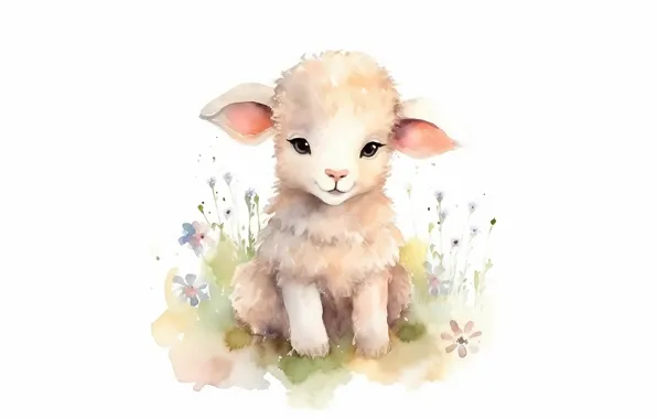 Lamb, painting, sheep, sheep, digital painting, lamb, AI art, neural network