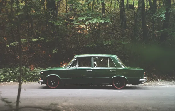 Green, classic, Lada, VAZ, 2101, low, Brilliant