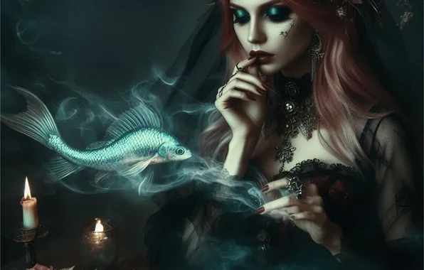 Look, girl, face, pose, fantasy, mermaid, fantasy, AI art