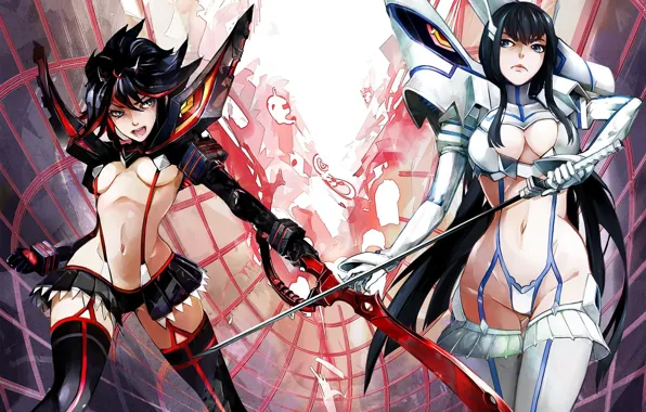 Sexy, girls, art, sisters, Kill La Kill, Smash slash