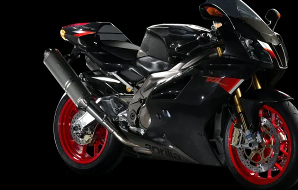 Red, black, motorcycle, aprilia