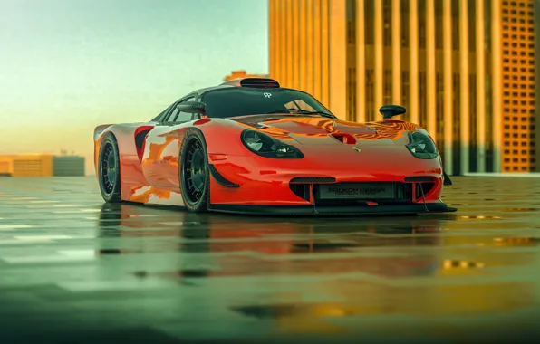 Red, Auto, Machine, Porsche 911, Rendering, Transport & Vehicles, Rostislav Prokop, by Rostislav Prokop