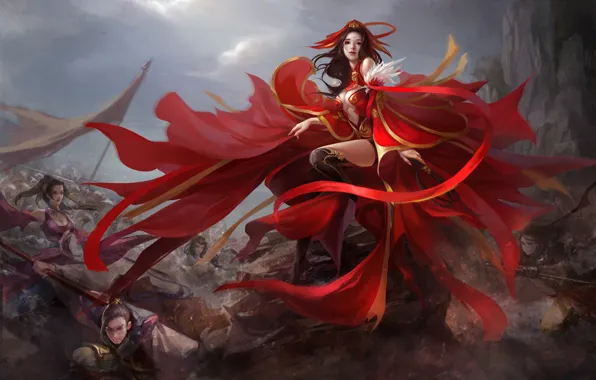 Girl, battle, fantasy, art, whip
