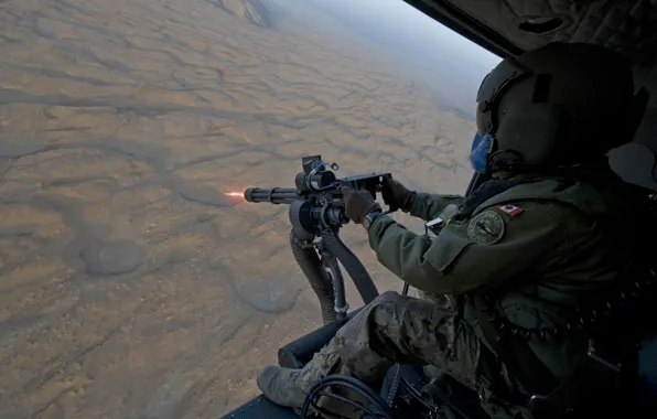 Soldiers, helicopter, machine gun, Canada, soldier, the fire