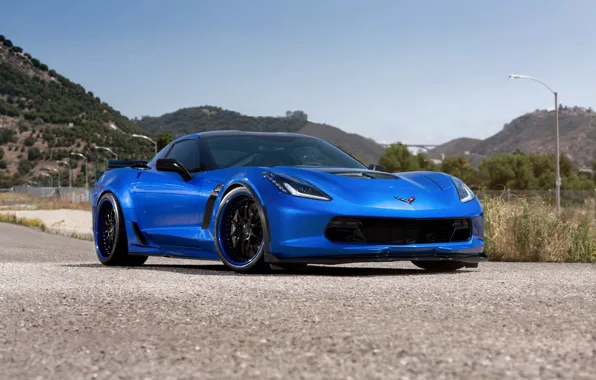 Picture Corvette, Chevrolet, Blue, Wheels, Strasse, Z07