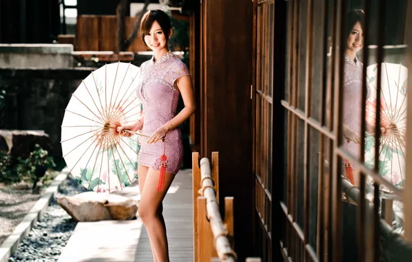 Umbrella, dress, Oriental girl, chingcho Chang