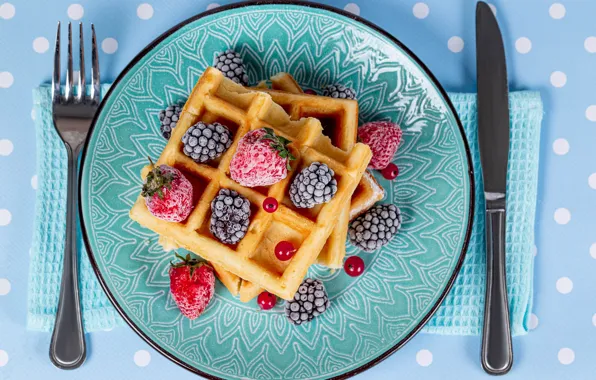 Berries, strawberry, plug, dessert, waffles, cakes, BlackBerry
