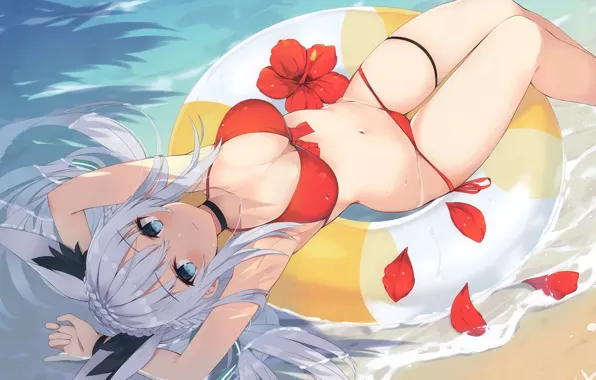 Swimsuit, girl, anime, art, nibiiro shizuka