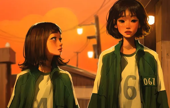 Sadness, tears, lights, friendship, digital art, boy and girl, Sam Yang, Sam Young