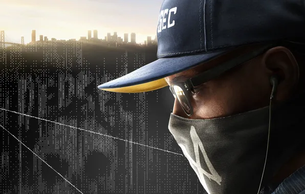 The sky, the city, home, mask, glasses, cap, guy, Ubisoft