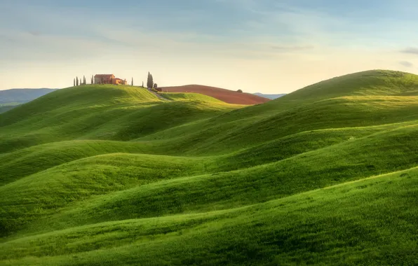 The sky, hills, field, Italy, estate, Tuscany