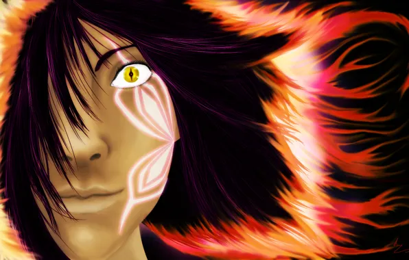 Look, creative, Bleach, Bleach, flames, Yoruichi