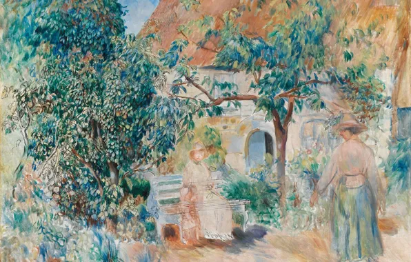 Landscape, house, picture, yard, bench, 1886, Pierre Auguste Renoir, Pierre Auguste Renoir