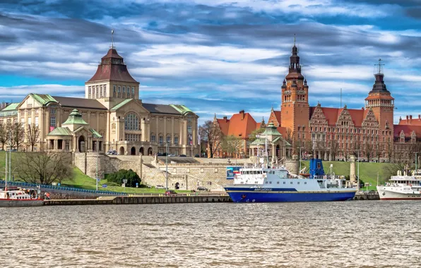 Picture river, home, Poland, Szczecin