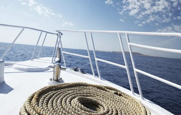 Picture sea, yacht, rope, breeze