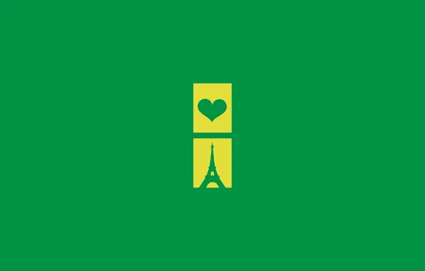 Heart, Paris, Eiffel tower, green