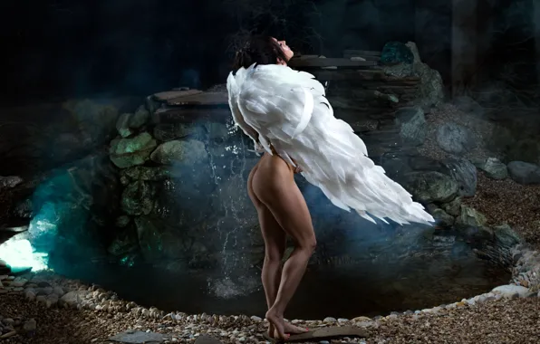 Erotic, ass, girl, model, back, wings, angel