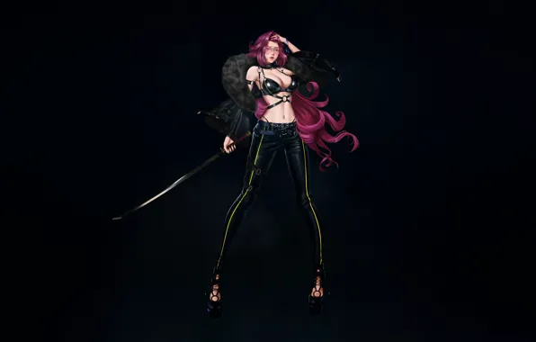 Girl, Minimalism, Figure, Style, Girl, Sword, Background, Fantasy