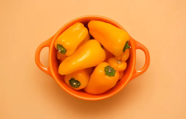 Cup, peppers, Orange cubed